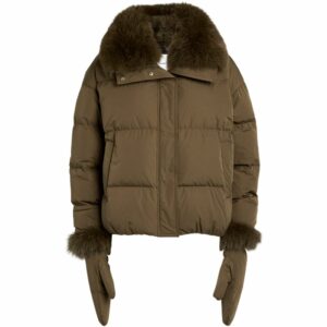 Yves Salomon Fur-Trim Puffer Jacket With Gloves