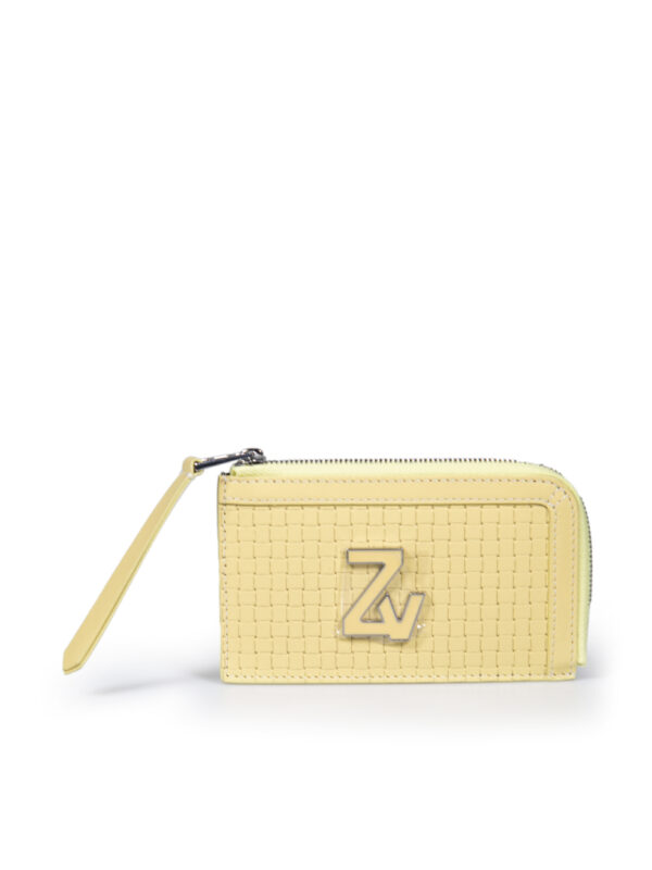 Zadig & Voltaire Yellow Leather Woven Detail Purse