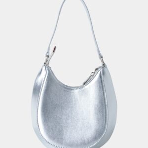 Zeta Metallic Silver Hobo Shoulder Bag