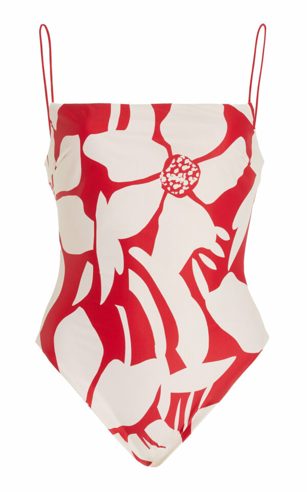 Ziah - Square Neck One-Piece Swimsuit - Red - AU 8 - Moda Operandi