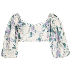 Zimmermann Cassia floral linen crop top