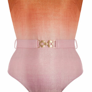 Zimmermann - Golden Strapless Metallic Lurex One-Piece Swimsuit - Orange - 2 - Moda Operandi