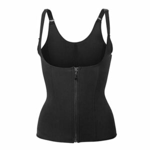 Zippered Waist Trainer Corset Waist Tummy Control Body Shaper Cincher Back Support with Adjustable Straps for Women, Black - Large