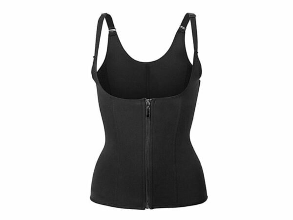 Zippered Waist Trainer Corset Waist Tummy Control Body Shaper Cincher Back Support with Adjustable Straps for Women, Black - Large