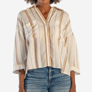 Zuma Crop Button Down Top