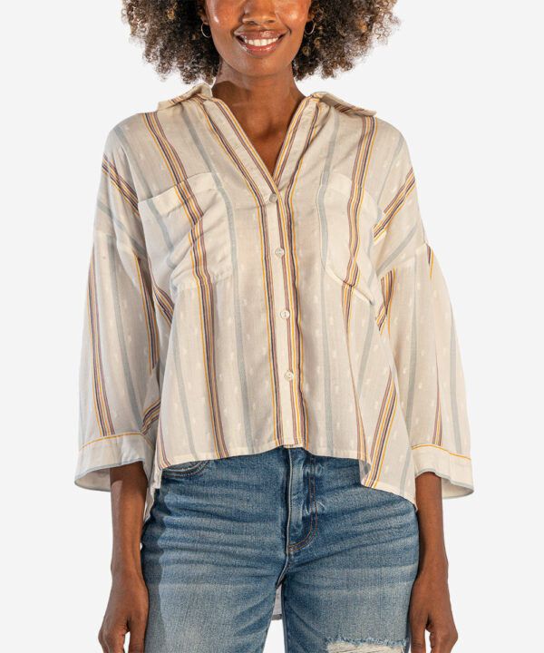 Zuma Crop Button Down Top