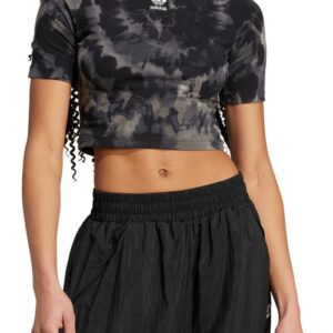 adidas Lifestyle Tie-Dye Crop T-Shirt in Black/Multicolor at Nordstrom, Size Large