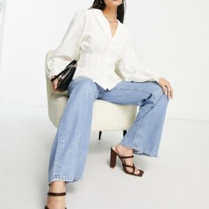 & Other Stories cinched waist blouse in white