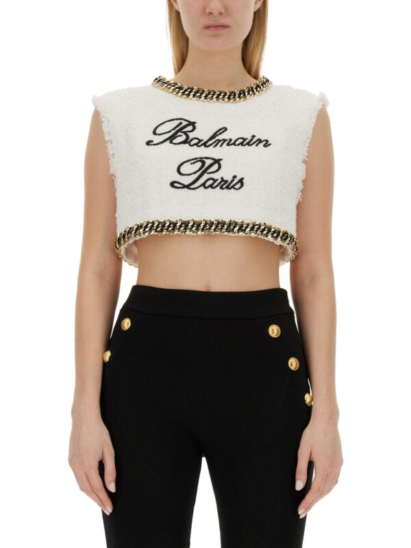 balmain tweed crop top