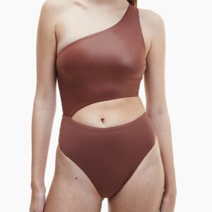 Calvin Klein Women's Core Essentials One Shoulder Swimsuit - Brown - XS