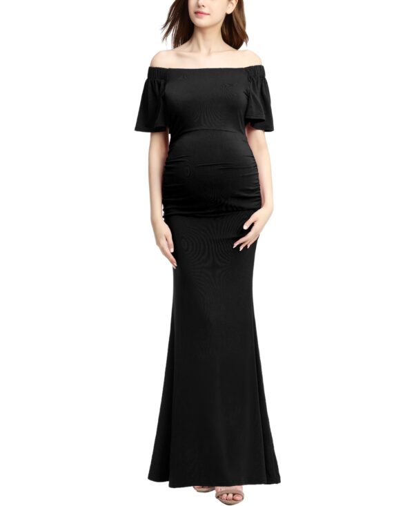 kimi + kai Maternity Abigail Off Shoulder Maxi Dress - Black