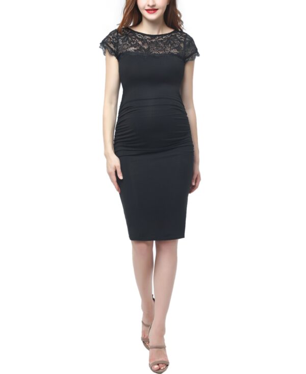 kimi + kai Maternity Lace Trim Bodycon Dress - Black