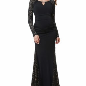 kimi + kai Maternity Lace Trim Mermaid Maxi Dress - Black