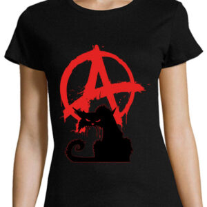 women's t-shirt - black anarchist cat