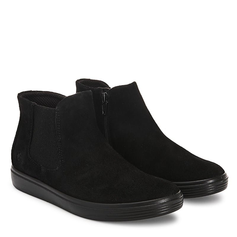 Ecco Women's Classic Sneaker Chelsea Boots Black Suede - Size .