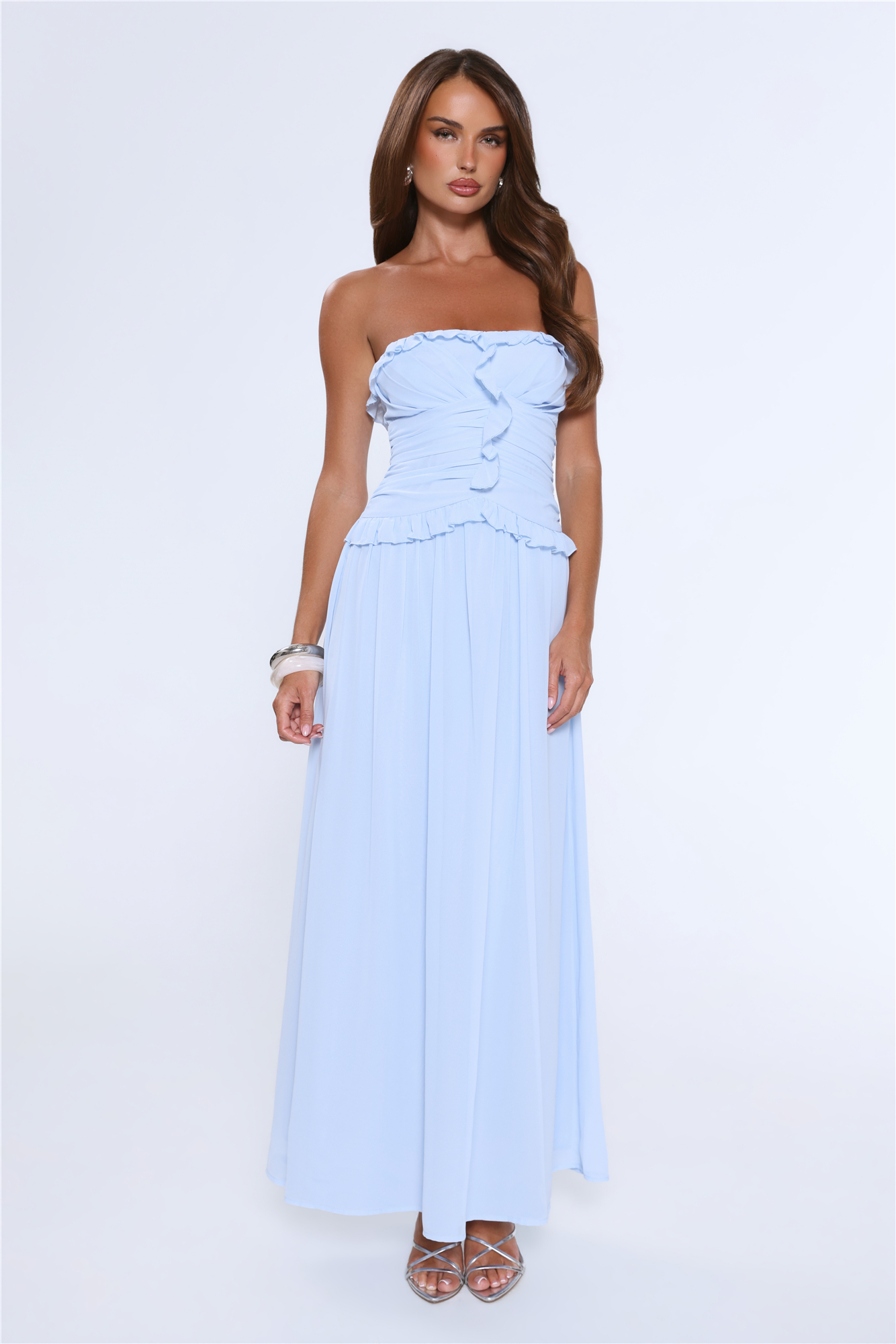 Hour Whispers Strapless Maxi Dress Blue