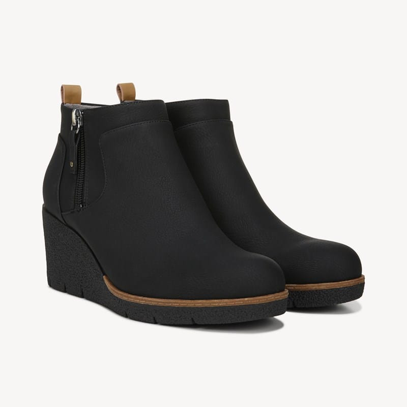 Dr. Scholl's Women's Bianca Wedge Bootie Boots Black DRSCH Leather . D
