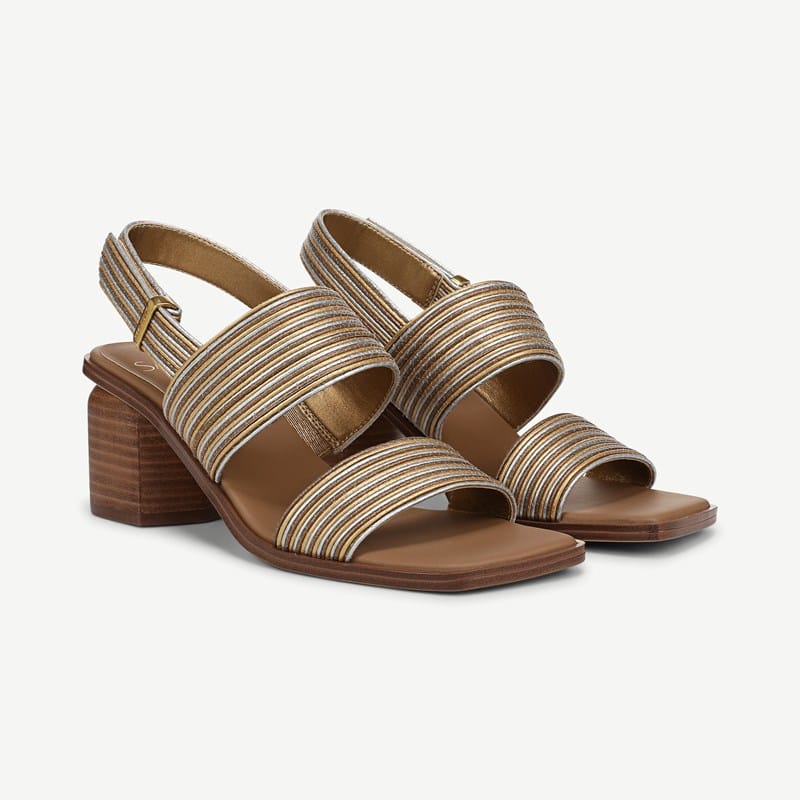 Sarto By Franco Sarto Shoes Sarto Rory Dress Sandal Bronze Multi Faux Leather . M Square Toe, Slingback, Buckle Closure
