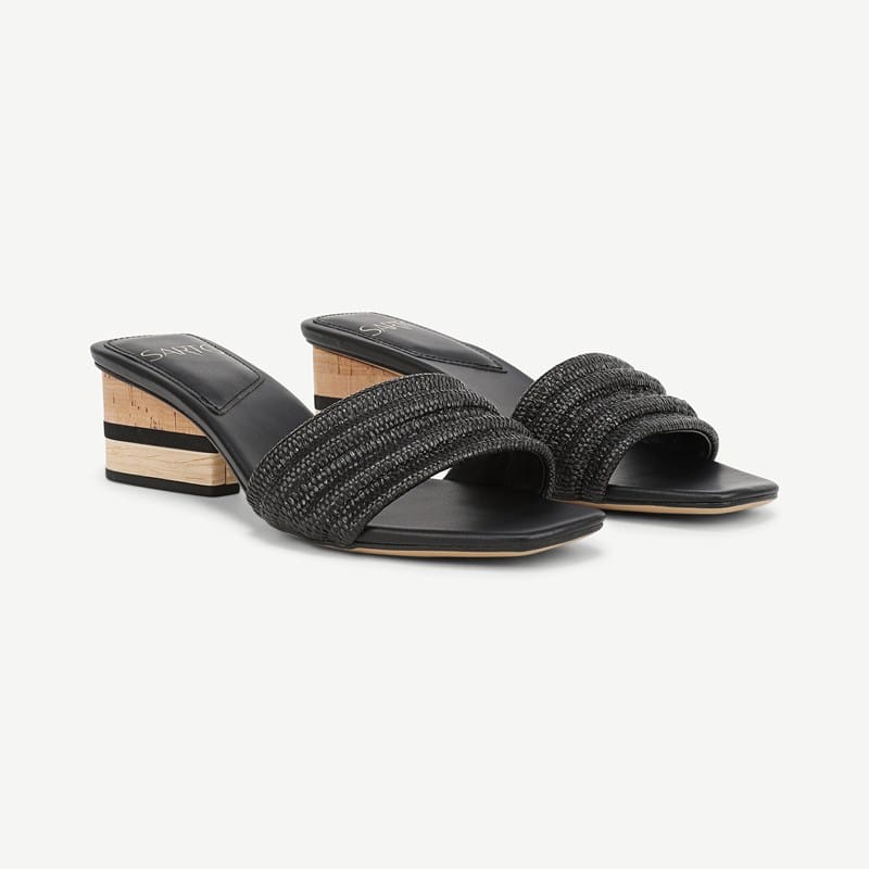 Sarto By Franco Sarto Shoes Sarto Waverly Heeled Dress Sandal Black Faux Raffia . M Slip On Fit, Slip