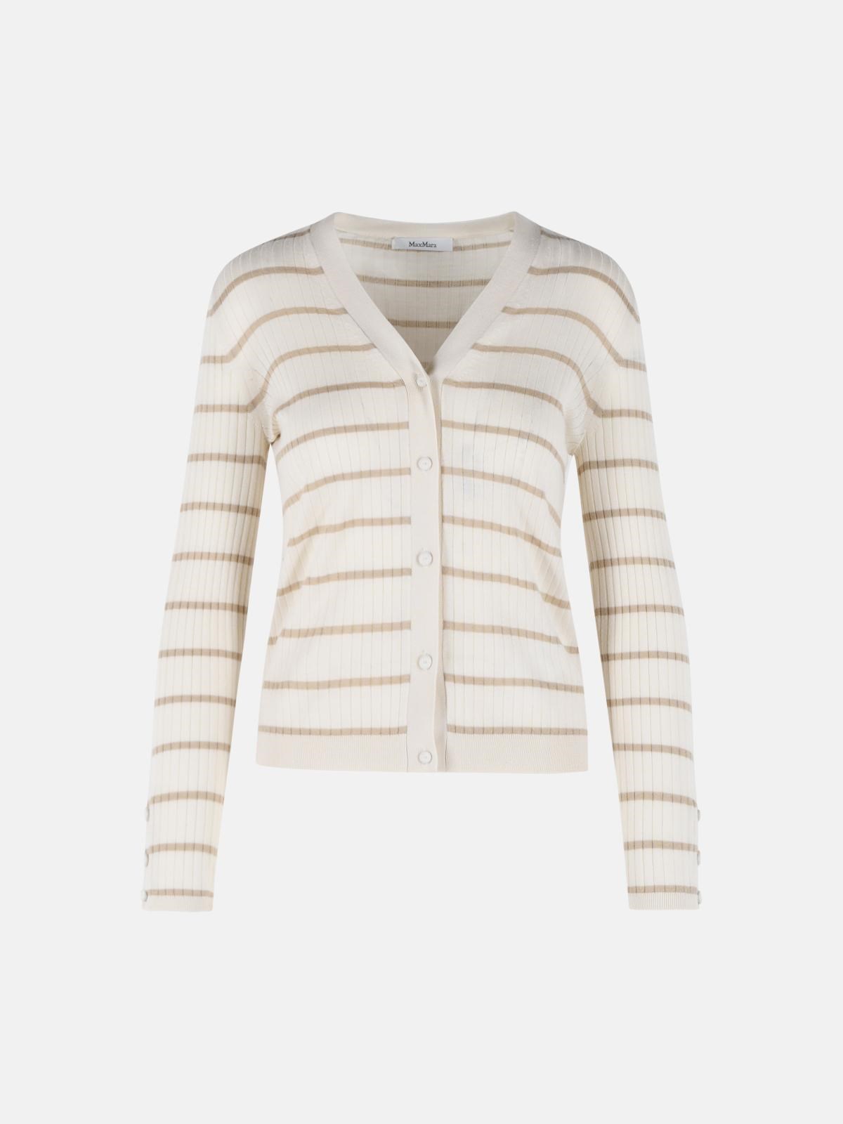 MAX MARA 'Pedale' Ivory Cashmere And Silk Cardigan