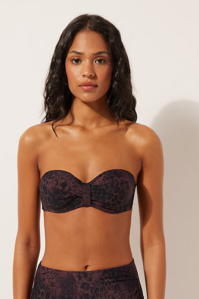 Calzedonia Bandeau Bikini Top Dark Animalier Woman Brown Size
