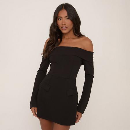Bardot Tailored A Line Mini Dress In Black, Women's Size