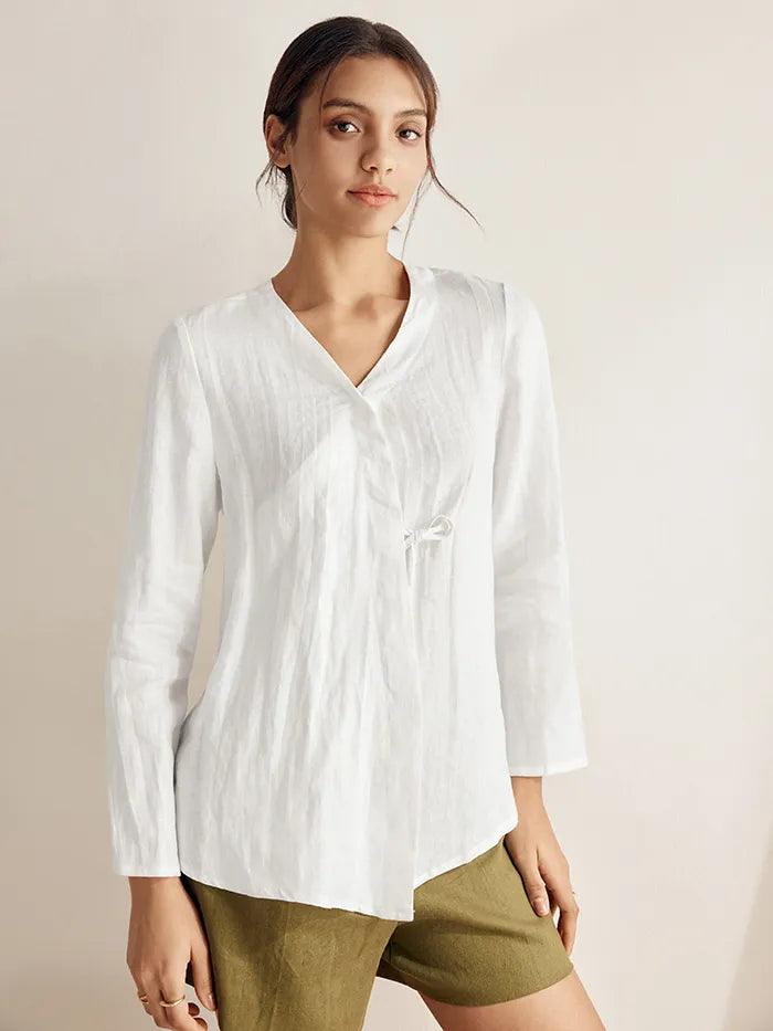 % Linen Tie Cardigan Top DAKOTA
