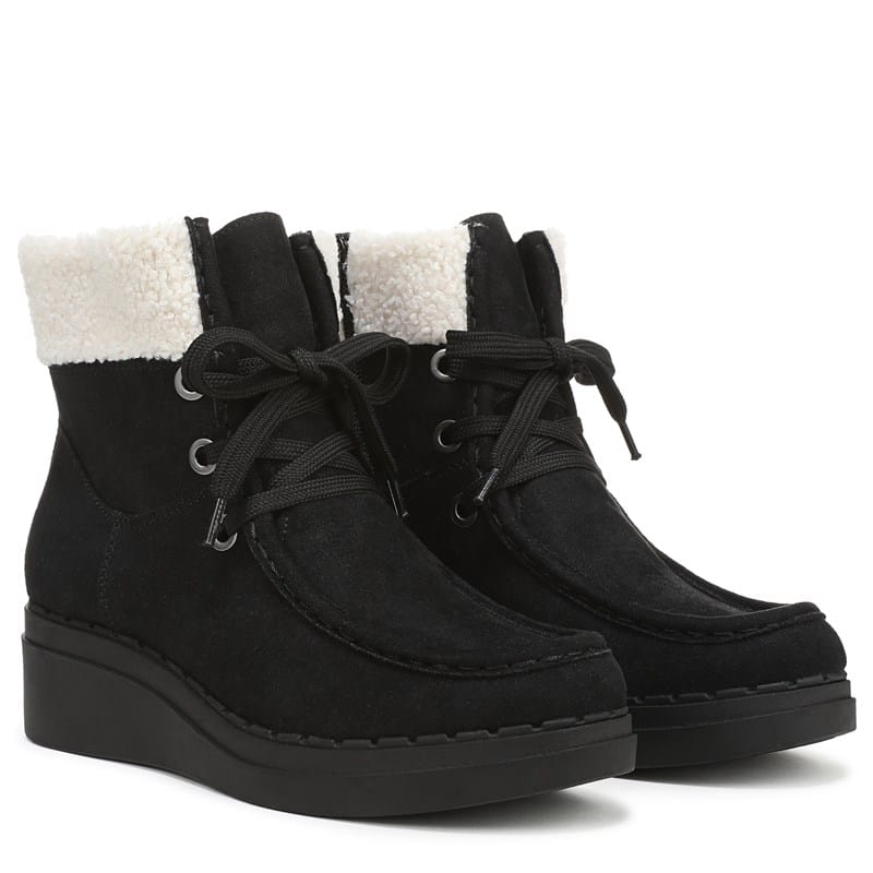 Lifestride Women's Devon Wedge Ankle Boots Black Microfiber - Size .