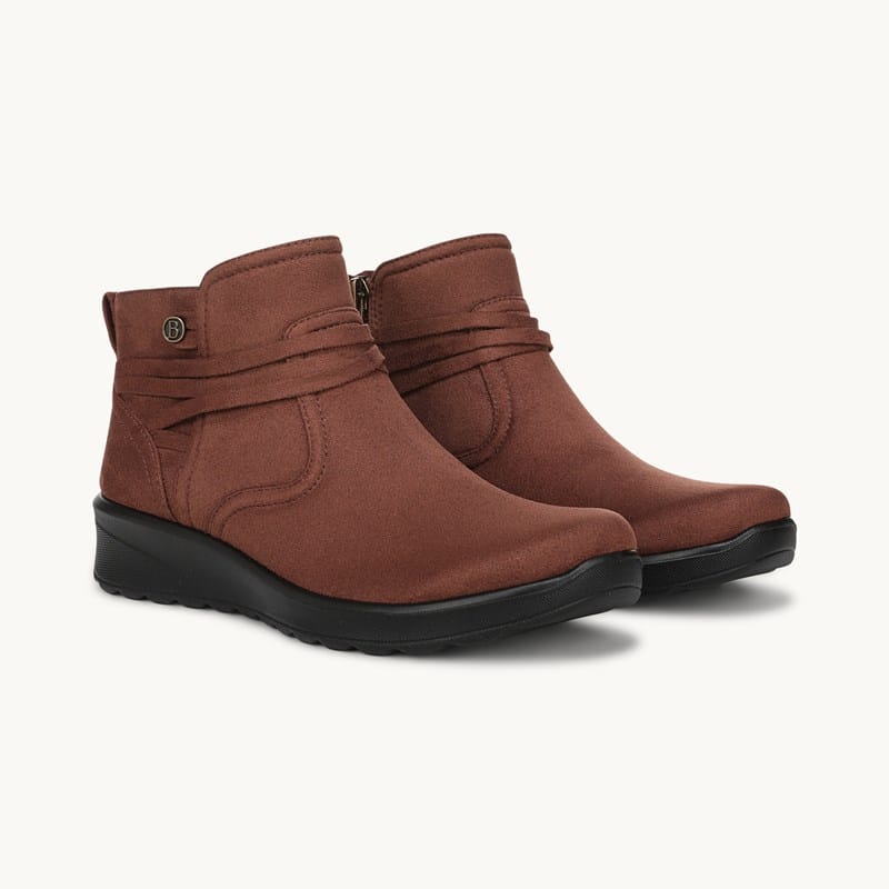 LifeStride Guest Ankle Bootie Boots Cappuccino Tan Microfiber Fabric .