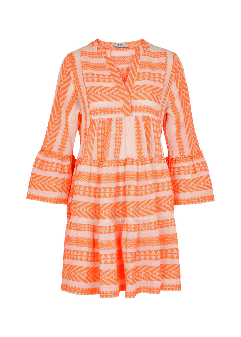 Devotion Ella Embroidered Cotton-blend Mini Dress - Orange - S - S