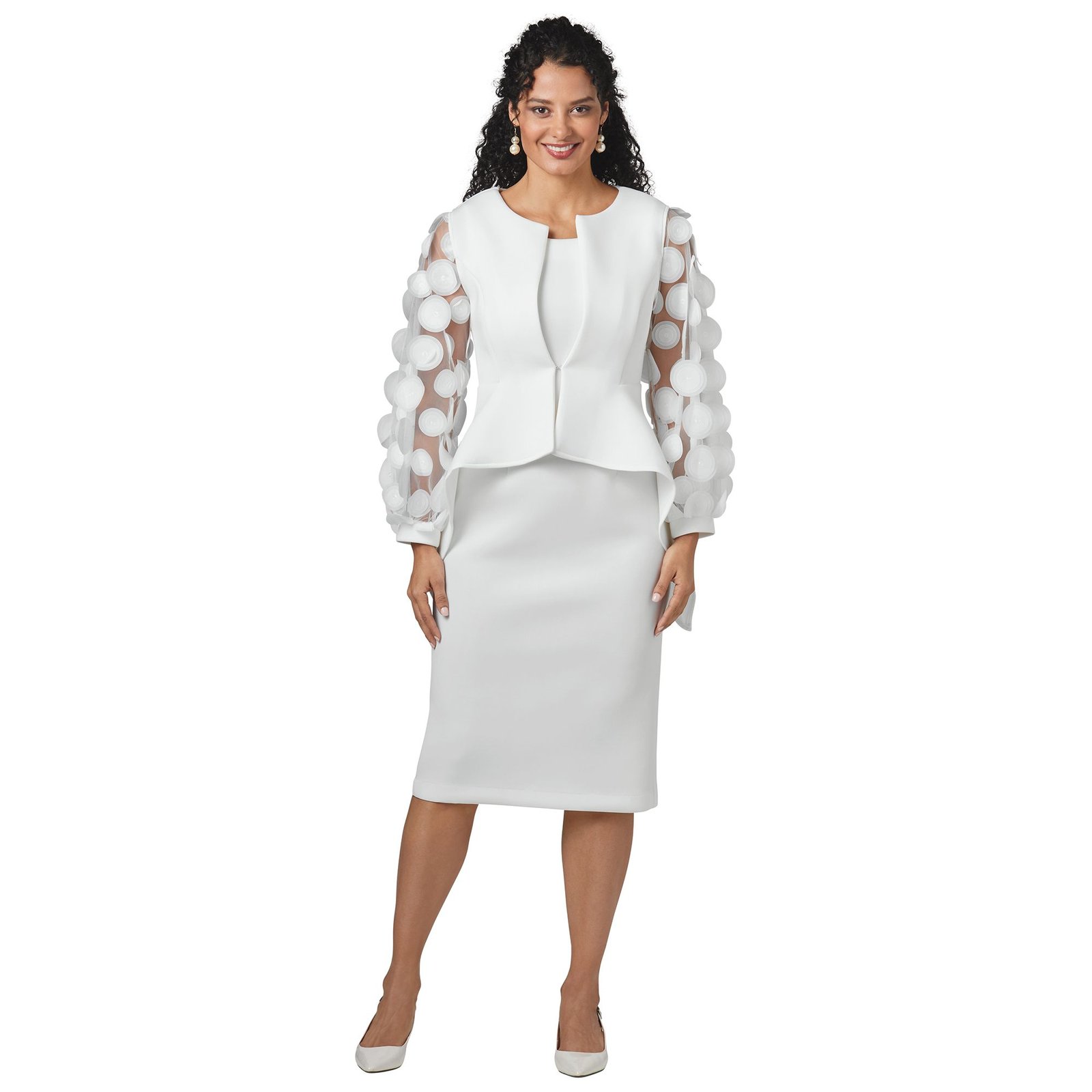 Masseys Novelty Sleeve Dress And Jacket White Suits
