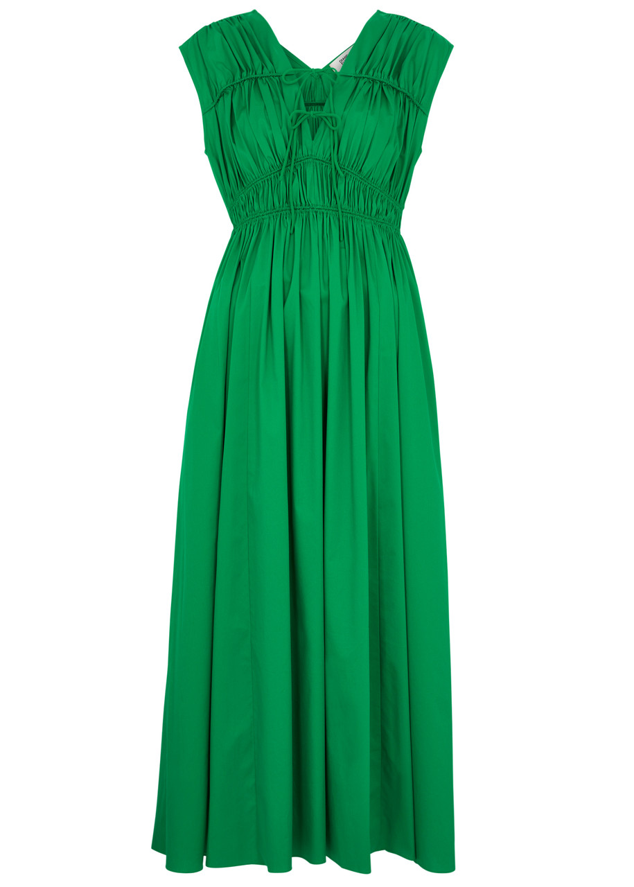 Diane Von Furstenberg Gillian Ruched Cotton-blend Maxi Dress - Green - L L