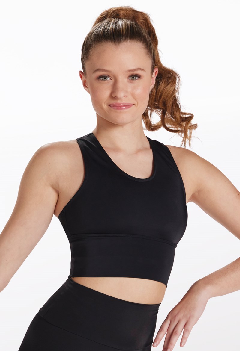 Longline Racerback Crop Top - Black - Large Adult - Dance Top