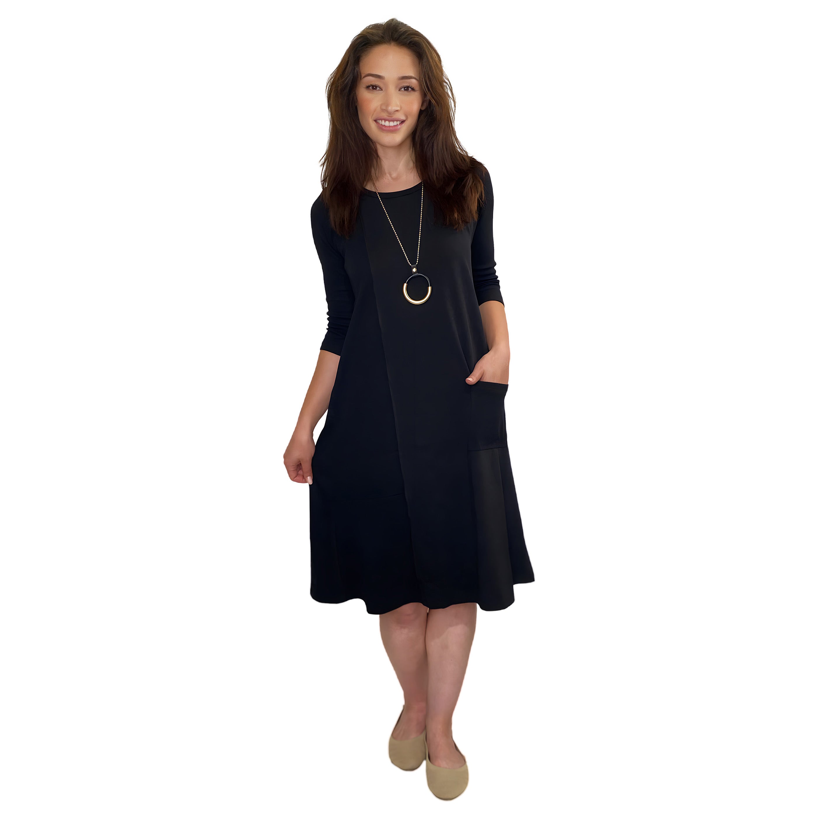 Classic % Cotton A-Line Dress with Sleeves