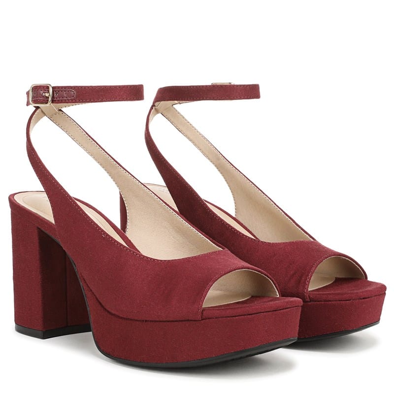 Lifestride Women's Aliyah Dress Sandals Merlot Red Microsuede - Size .