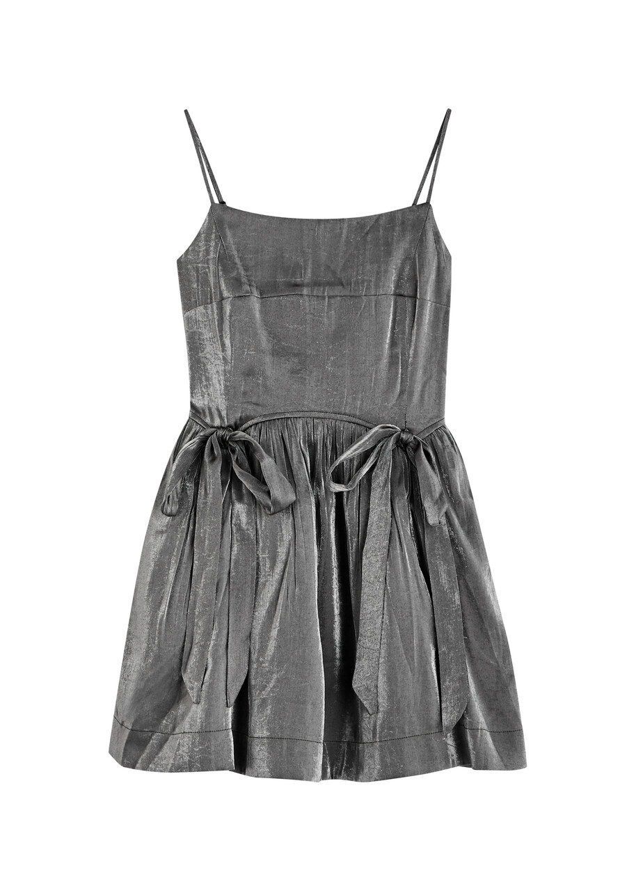 Damson Madder Penelope Metallic Taffeta Mini Dress - Grey - L