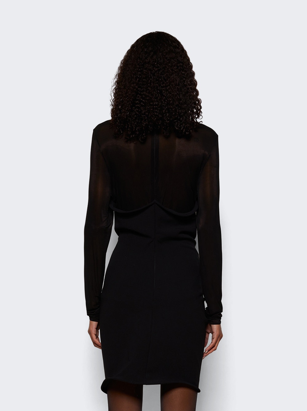 Sculptural High-neck Mini Dress Black