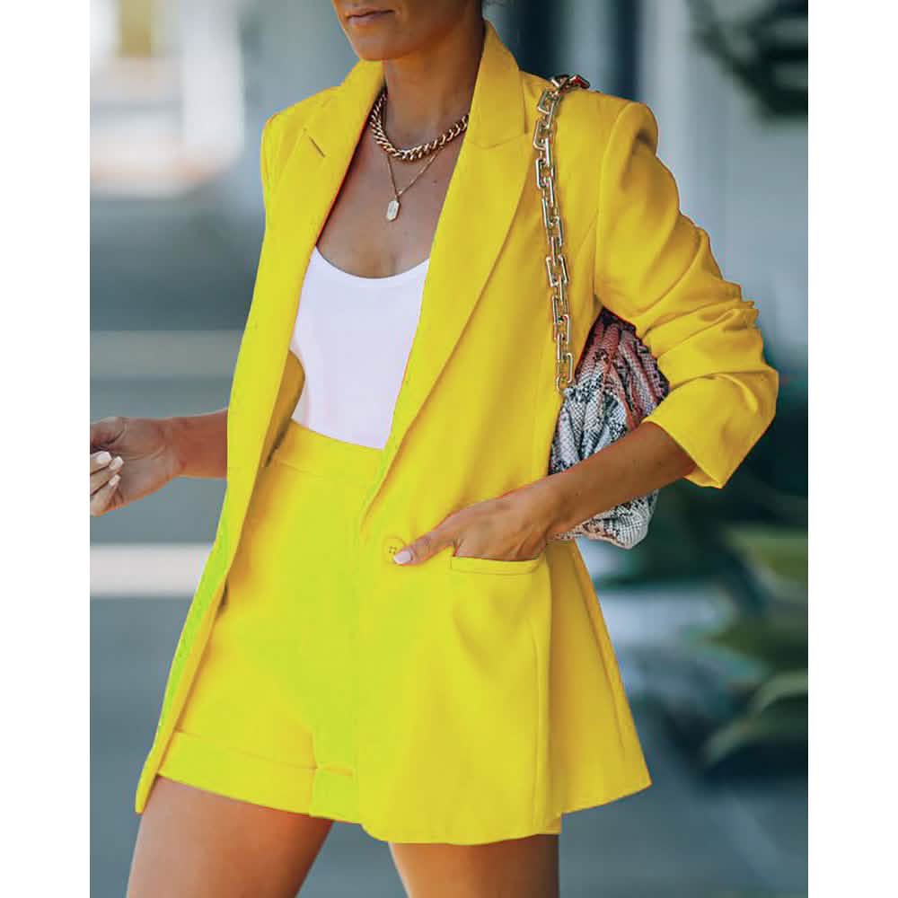 -Piece: Women's Basic Shirt Collar Blazer