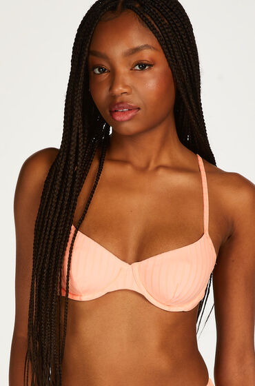 Hunkemöller Gili Rib Non-Padded Underwired Bikini Top Orange