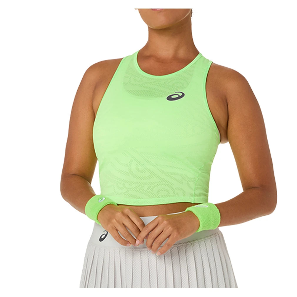 Women's Match Jacquard Tennis Crop Top Illuminate Green - S ILLUMINATE_GREEN