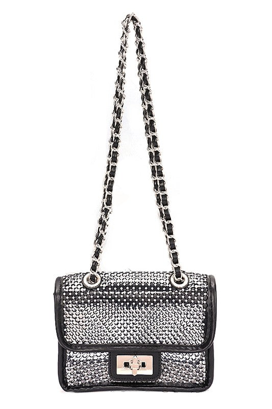 Studded Mesh Silver Rockstar Iconic Shoulder Bag - BLACKSILVER OS