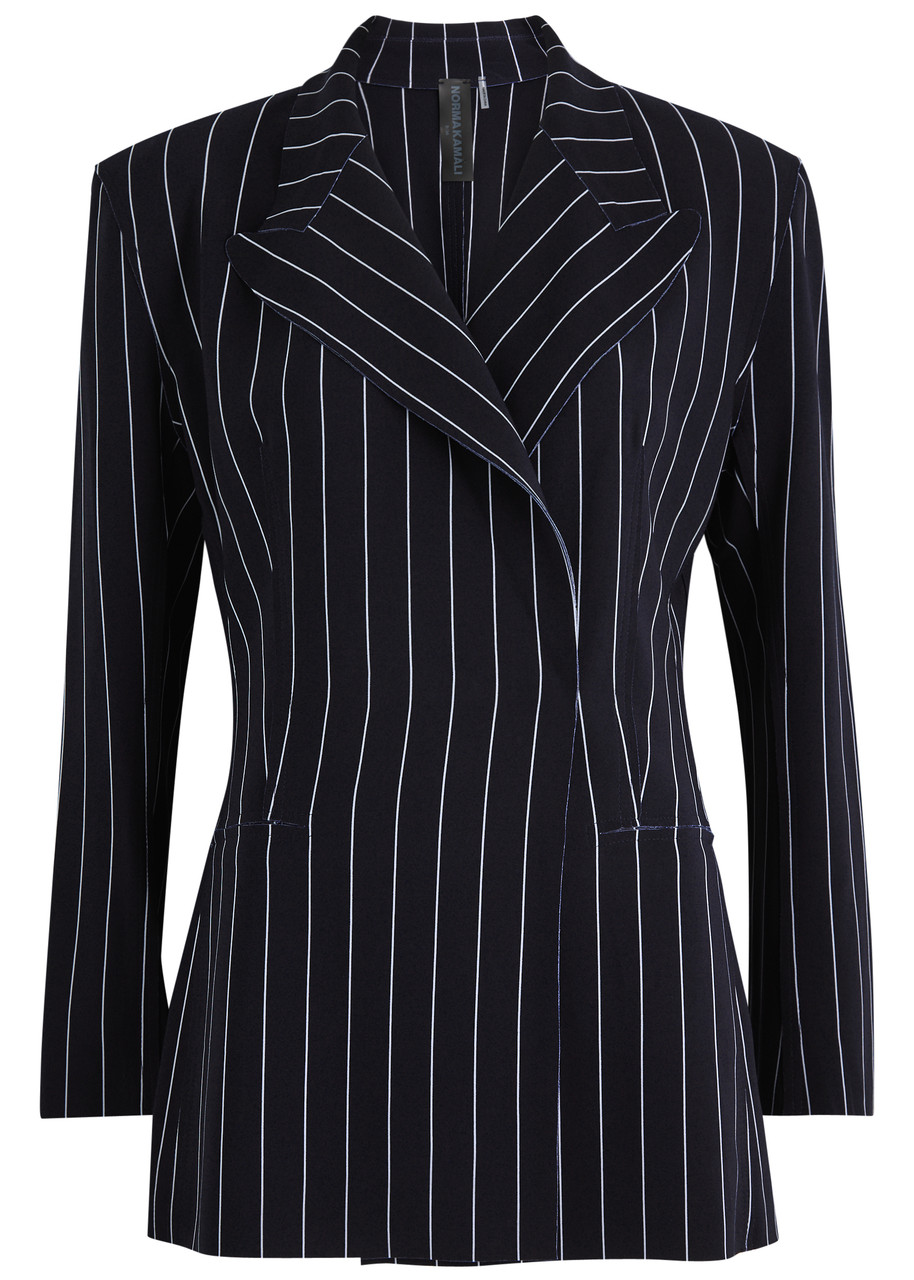 Norma Kamali Striped Stretch-jersey Blazer - Navy - L L