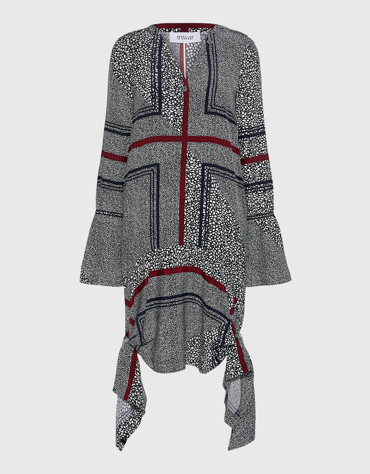 Derek Lam Crosby V-neck Knotted Silk Tunic Mini Dress -