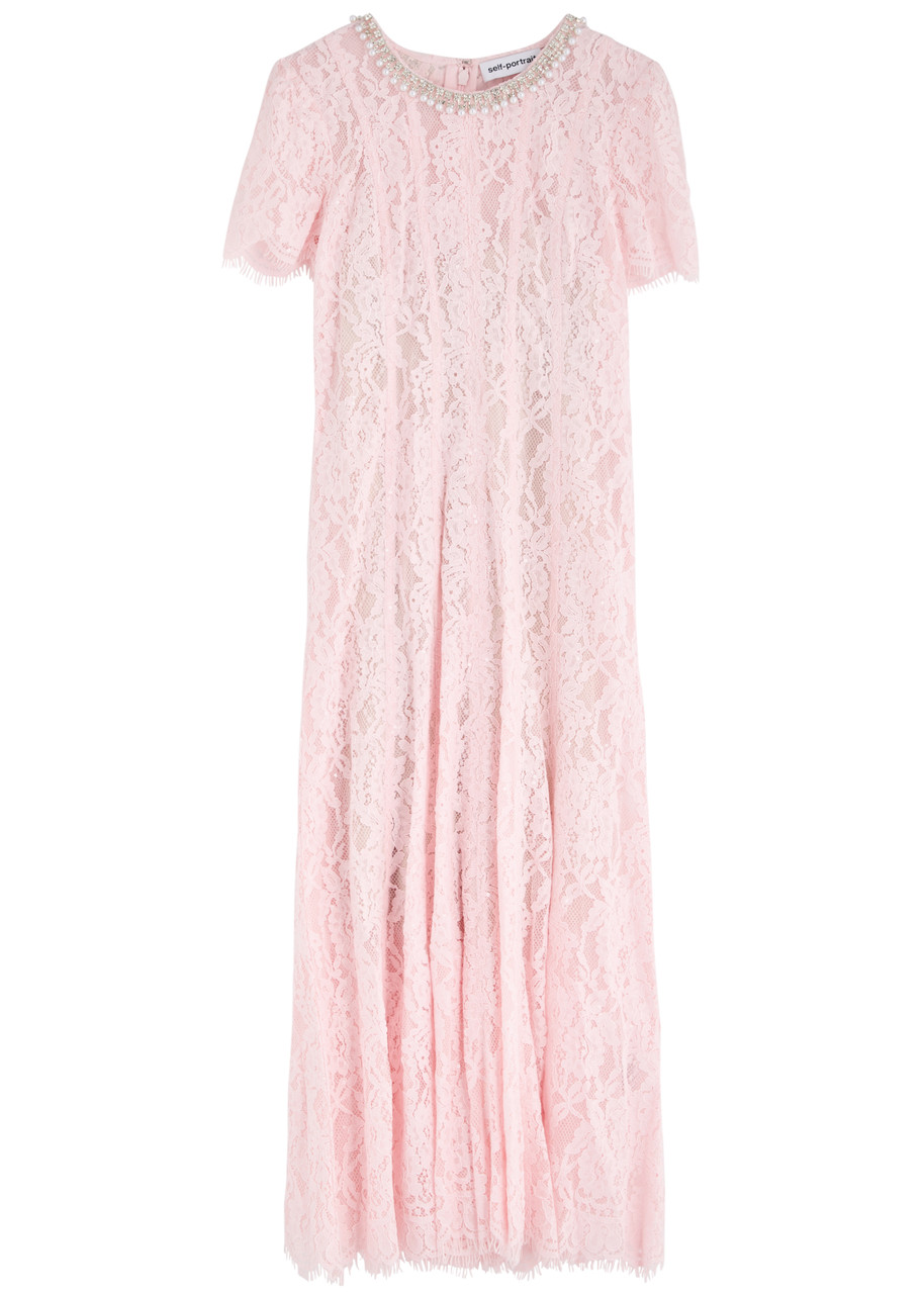 Self-portrait Sequin-embellished Lace Midi Dress - Pink - S