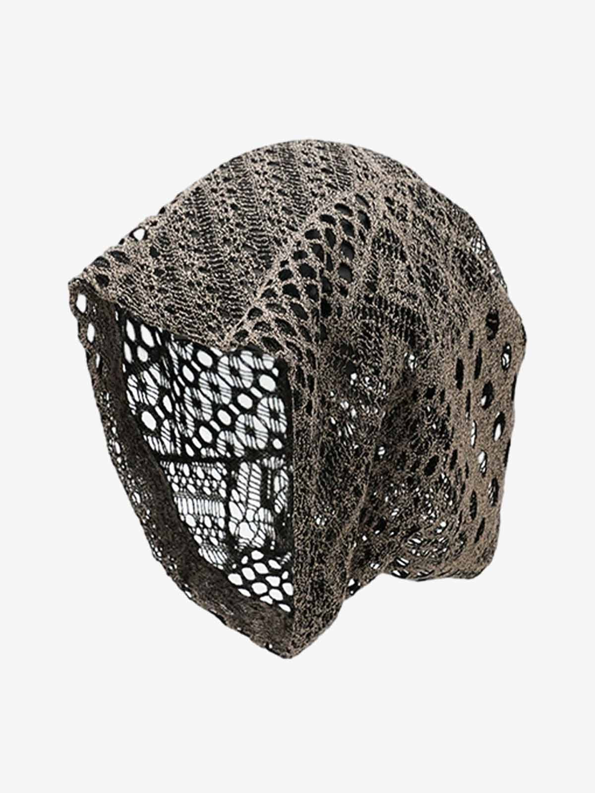 Retro Mesh Hollow Breathable Pile Hat - brown