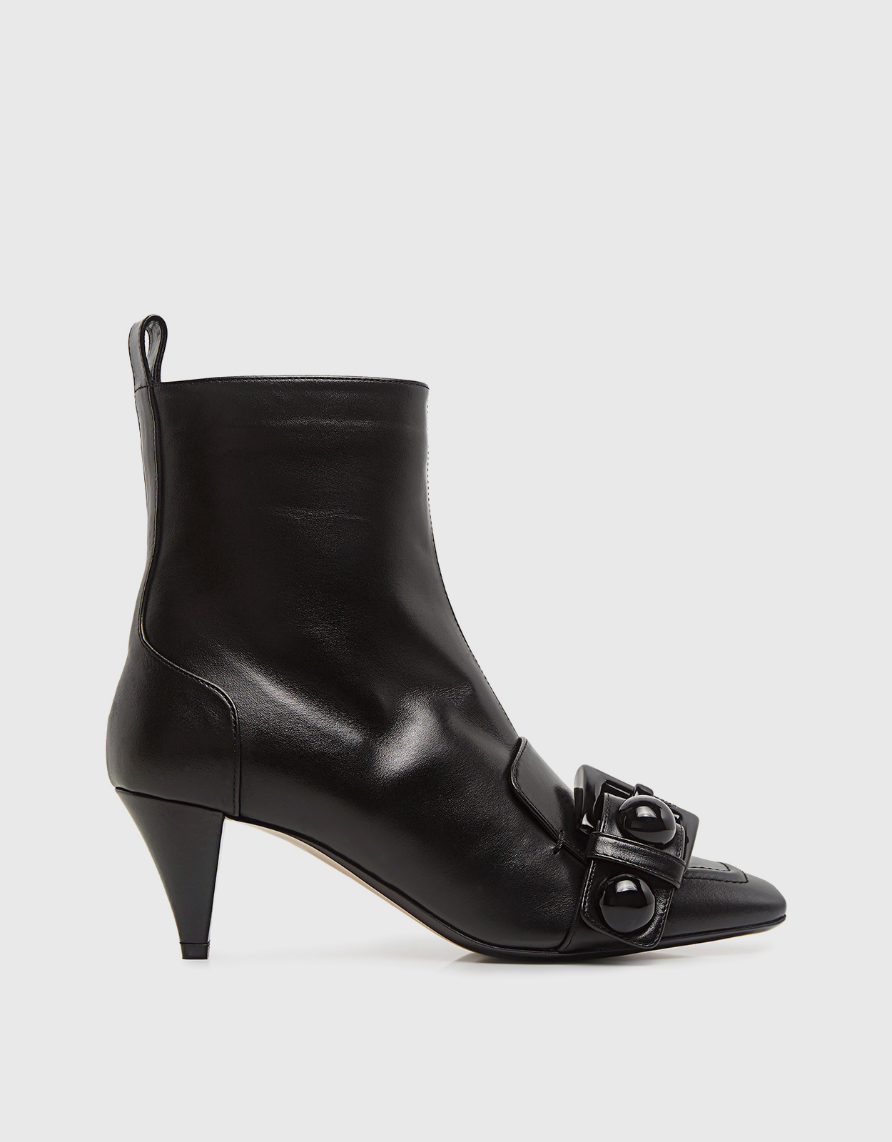 No. Calf Leather Square-toe Embellished Buckle Ankle Boots - IT