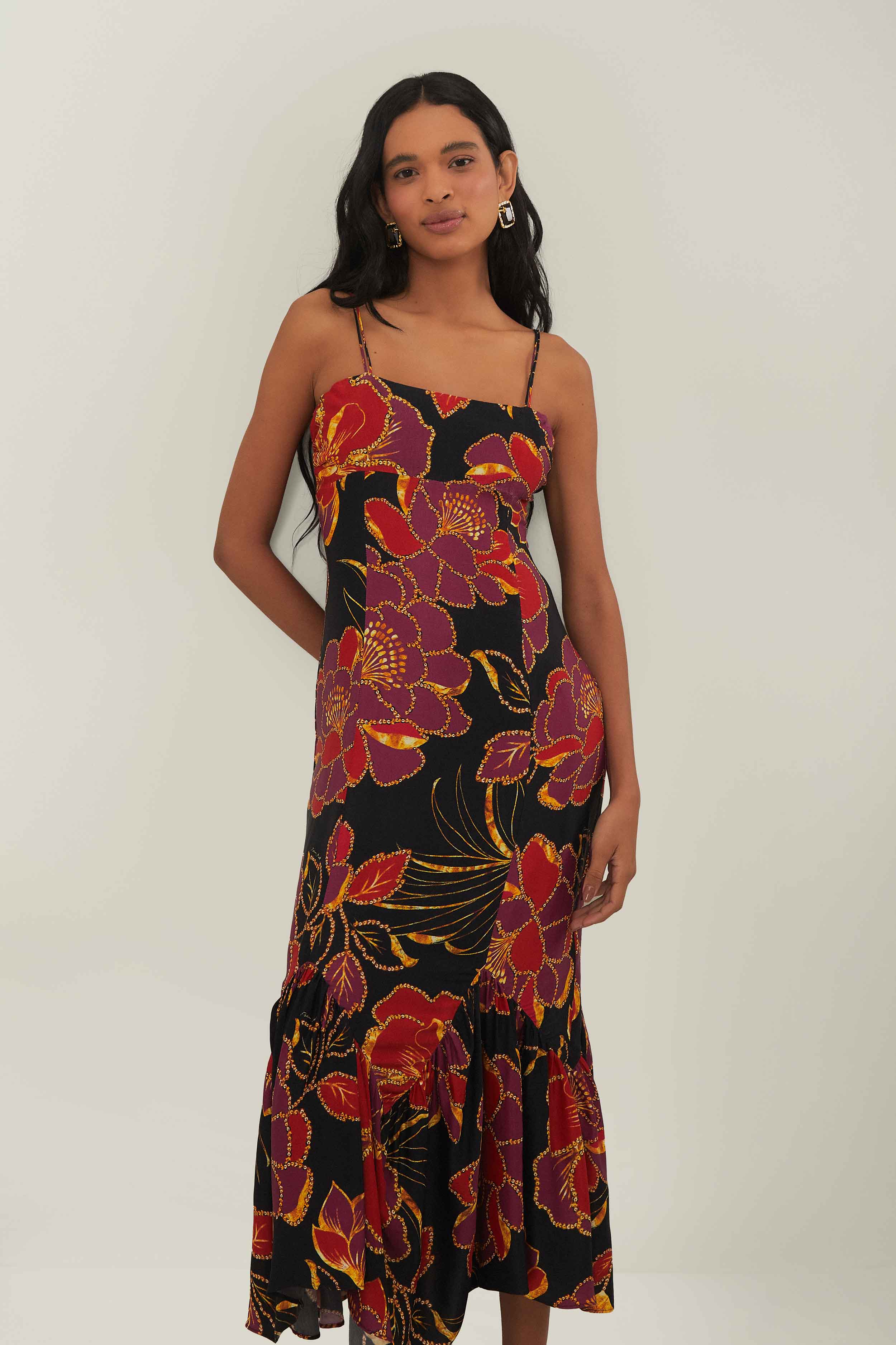 Black Shiny Chita LENZING ECOVERO Maxi Dress, SHINY CHITA BLACK