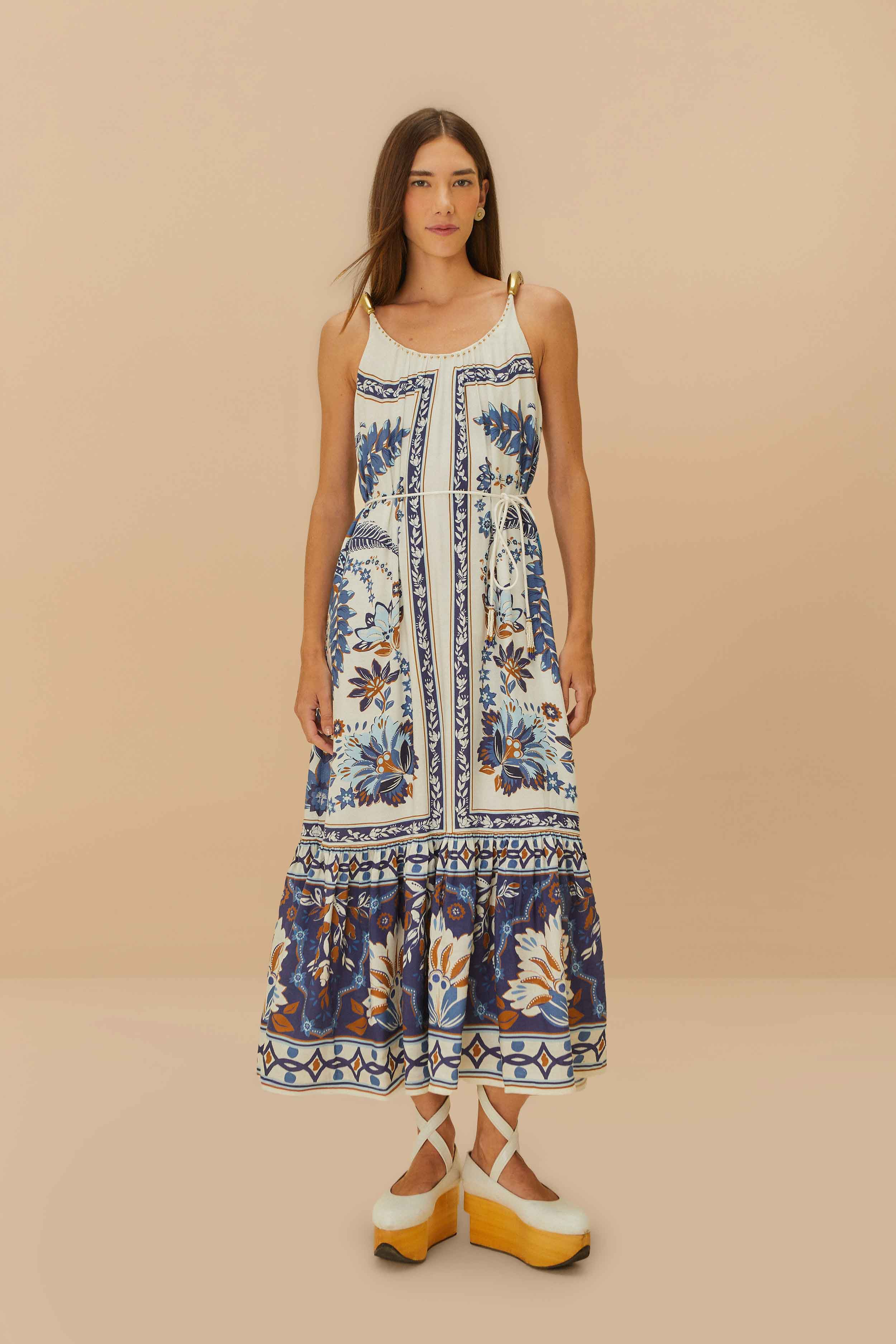 Off-White Ana Tapestry Fish Strap Maxi Dress, ANA TAPESTRY OFF