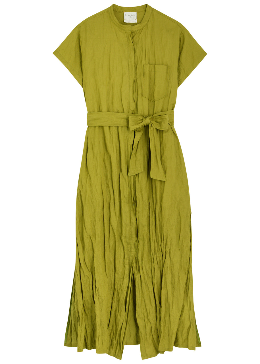 Forte_forte Crinkled Cotton-blend Midi Dress - Mid Green - S