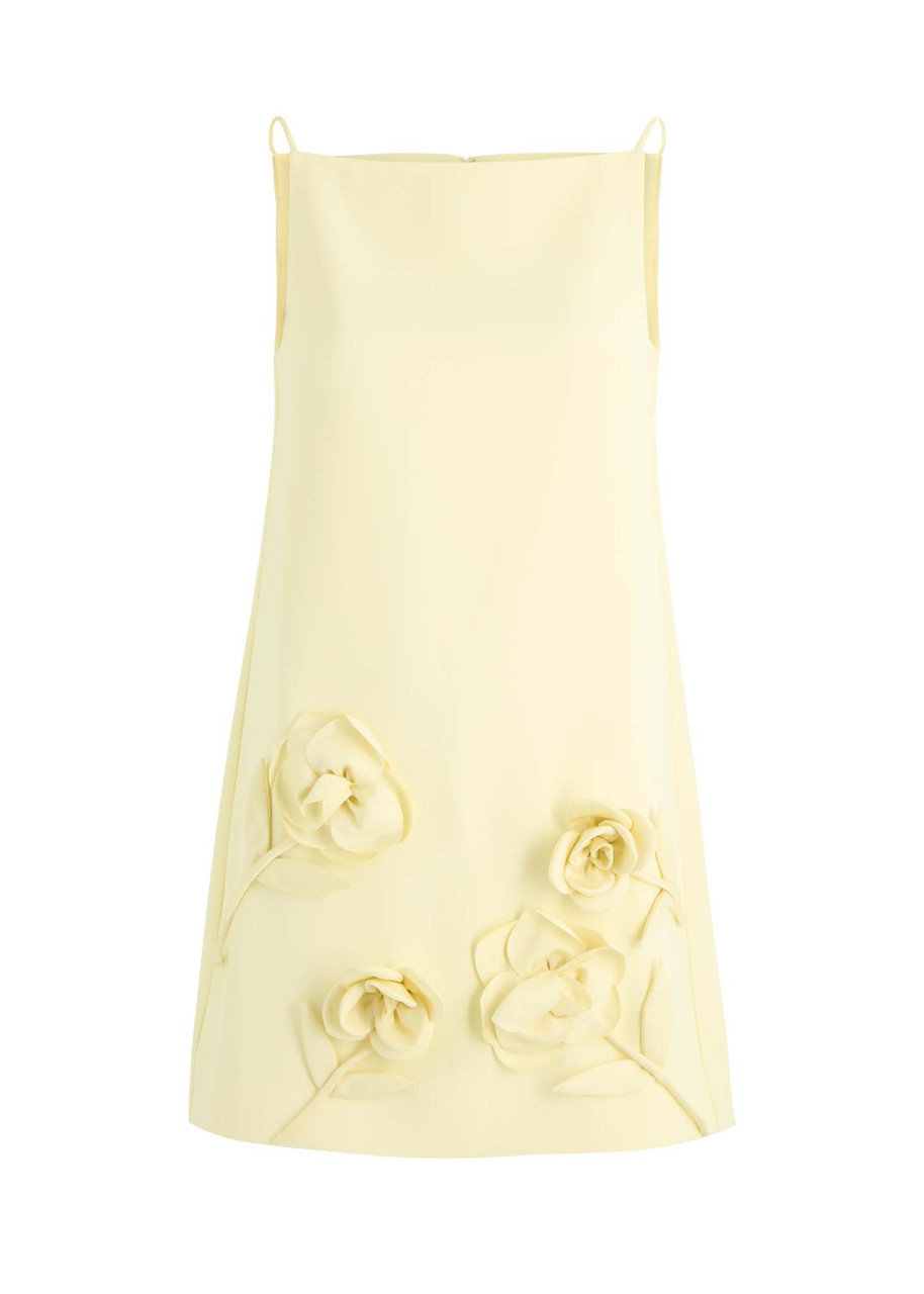 Self-portrait Floral-appliqud Mini Dress - Yellow - M